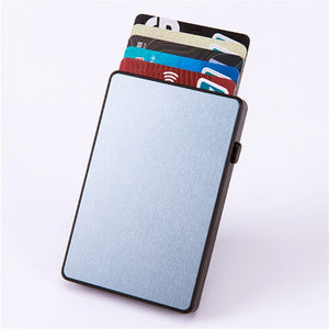 BISI GORO Anti-theft Aluminum Single Box Smart Wallet Slim RFID Fashion Clutch Pop-up Push Button Card Holder New Name Card Case