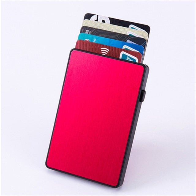 BISI GORO Anti-theft Aluminum Single Box Smart Wallet Slim RFID Fashion Clutch Pop-up Push Button Card Holder New Name Card Case