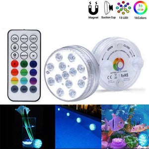 Swimming pool lights with remote control RGB dive light durable LED bulb portable underwater night light battery 3/10/13 leds