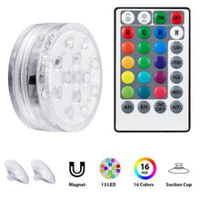 Load image into Gallery viewer, Swimming pool lights with remote control RGB dive light durable LED bulb portable underwater night light battery 3/10/13 leds