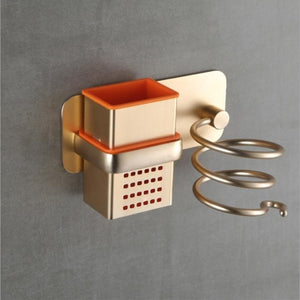 Aluminum Wall Mounted Hair Dryer Rack Organizer Hairdryer Straightener Holder Set Bathroom Shelf For Washroom Supplies