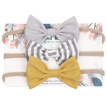 Load image into Gallery viewer, 3pcs/lot Cute Bow Baby Headband for Girl Nylon Head Bands Turban Newborn Headbands Hairbands for Kids Baby Hair Accessories