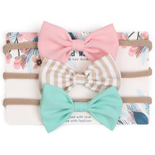 Load image into Gallery viewer, 3pcs/lot Cute Bow Baby Headband for Girl Nylon Head Bands Turban Newborn Headbands Hairbands for Kids Baby Hair Accessories