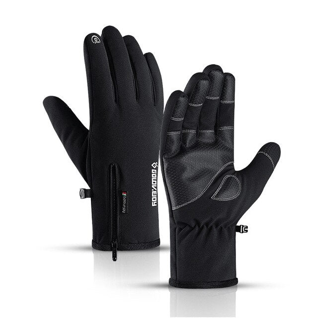 Winter Waterproof Gloves Windproof Anti-Slip Zipper Gloves Men Women Riding Skiing Warm Fluff Comfortable Gloves Thickening