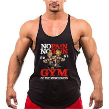 Load image into Gallery viewer, Bodybuilding Stringer Tank Tops Men Anime funny summer Tops No Pain No Gain vest Fitness clothing Cotton gym singlets