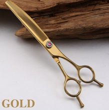 Load image into Gallery viewer, Fenice high-end 7.0 inch professional dog grooming scissors curved thinning shears for dogs &amp; cats animal hair tijeras tesoura