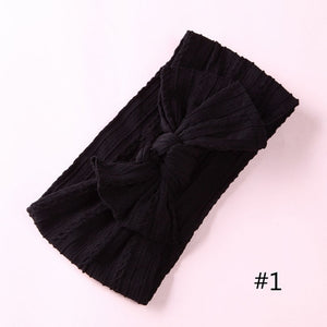 1PCS New Braid Nylon Bow Headbands,Cable Knit Solid Wide Nylon Headbands Turban, Baby Girls Head Wrap Hair Accessories 27 colors