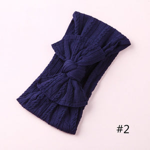 1PCS New Braid Nylon Bow Headbands,Cable Knit Solid Wide Nylon Headbands Turban, Baby Girls Head Wrap Hair Accessories 27 colors