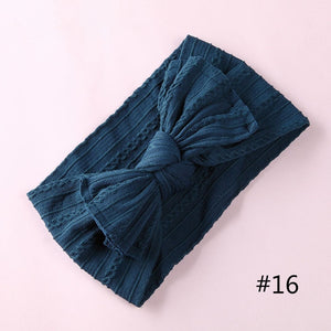 1PCS New Braid Nylon Bow Headbands,Cable Knit Solid Wide Nylon Headbands Turban, Baby Girls Head Wrap Hair Accessories 27 colors