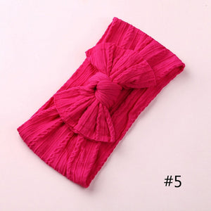 1PCS New Braid Nylon Bow Headbands,Cable Knit Solid Wide Nylon Headbands Turban, Baby Girls Head Wrap Hair Accessories 27 colors