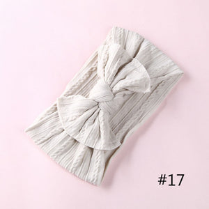 1PCS New Braid Nylon Bow Headbands,Cable Knit Solid Wide Nylon Headbands Turban, Baby Girls Head Wrap Hair Accessories 27 colors