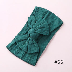 1PCS New Braid Nylon Bow Headbands,Cable Knit Solid Wide Nylon Headbands Turban, Baby Girls Head Wrap Hair Accessories 27 colors