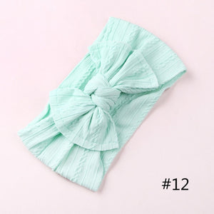1PCS New Braid Nylon Bow Headbands,Cable Knit Solid Wide Nylon Headbands Turban, Baby Girls Head Wrap Hair Accessories 27 colors