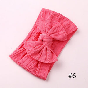 1PCS New Braid Nylon Bow Headbands,Cable Knit Solid Wide Nylon Headbands Turban, Baby Girls Head Wrap Hair Accessories 27 colors