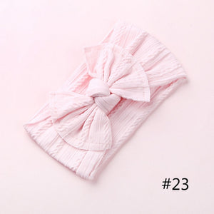 1PCS New Braid Nylon Bow Headbands,Cable Knit Solid Wide Nylon Headbands Turban, Baby Girls Head Wrap Hair Accessories 27 colors