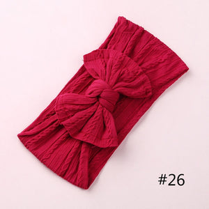 1PCS New Braid Nylon Bow Headbands,Cable Knit Solid Wide Nylon Headbands Turban, Baby Girls Head Wrap Hair Accessories 27 colors