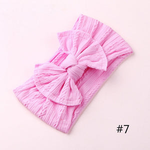 1PCS New Braid Nylon Bow Headbands,Cable Knit Solid Wide Nylon Headbands Turban, Baby Girls Head Wrap Hair Accessories 27 colors