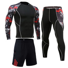 Load image into Gallery viewer, MMA Compression Tracksuit Men Demix Mens Sport Jogging Suit Rashgard Running Set Men Gym Clothing Men Fitness Workout Tight