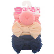 Load image into Gallery viewer, New 3pcs/lot Fashion Baby Nylon Bow Headband Newborn Bowknot Round Ball Headwrap Flower Turban Girls Kids Hair Bands Gift Sets
