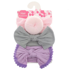 Load image into Gallery viewer, New 3pcs/lot Fashion Baby Nylon Bow Headband Newborn Bowknot Round Ball Headwrap Flower Turban Girls Kids Hair Bands Gift Sets