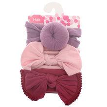 Load image into Gallery viewer, New 3pcs/lot Fashion Baby Nylon Bow Headband Newborn Bowknot Round Ball Headwrap Flower Turban Girls Kids Hair Bands Gift Sets