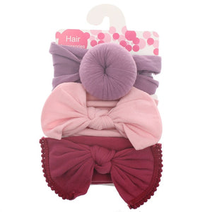 New 3pcs/lot Fashion Baby Nylon Bow Headband Newborn Bowknot Round Ball Headwrap Flower Turban Girls Kids Hair Bands Gift Sets