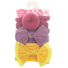 Load image into Gallery viewer, New 3pcs/lot Fashion Baby Nylon Bow Headband Newborn Bowknot Round Ball Headwrap Flower Turban Girls Kids Hair Bands Gift Sets