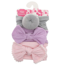 Load image into Gallery viewer, New 3pcs/lot Fashion Baby Nylon Bow Headband Newborn Bowknot Round Ball Headwrap Flower Turban Girls Kids Hair Bands Gift Sets