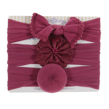 Load image into Gallery viewer, New 3pcs/lot Fashion Baby Nylon Bow Headband Newborn Bowknot Round Ball Headwrap Flower Turban Girls Kids Hair Bands Gift Sets