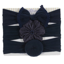 Load image into Gallery viewer, New 3pcs/lot Fashion Baby Nylon Bow Headband Newborn Bowknot Round Ball Headwrap Flower Turban Girls Kids Hair Bands Gift Sets