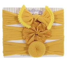 Load image into Gallery viewer, New 3pcs/lot Fashion Baby Nylon Bow Headband Newborn Bowknot Round Ball Headwrap Flower Turban Girls Kids Hair Bands Gift Sets