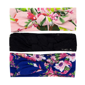 New 3pcs/lot Fashion Baby Nylon Bow Headband Newborn Bowknot Round Ball Headwrap Flower Turban Girls Kids Hair Bands Gift Sets