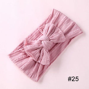1PCS New Braid Nylon Bow Headbands,Cable Knit Solid Wide Nylon Headbands Turban, Baby Girls Head Wrap Hair Accessories 27 colors