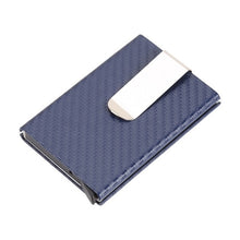 Load image into Gallery viewer, Business Aluminum Wallet Automatic Slide Card Case Carbon Fiber PU Leather Metal ID Credit Card Holder Clip