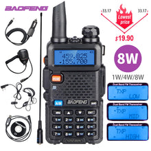 Load image into Gallery viewer, Powerful Baofeng UV-5R 8W Walkie Talkie VHF UHF Transceiver UV 5R Amateur Ham CB Radio Station 8Watts 10km Hunting Transmitter
