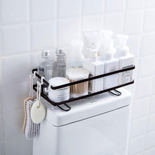 Load image into Gallery viewer, Metal Over Toilet Shelf Bathroom Shampoo Shower Gel Organizer With Hooks Washroom WC Hollow Draining Racks