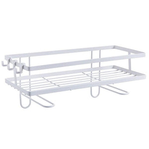 Metal Over Toilet Shelf Bathroom Shampoo Shower Gel Organizer With Hooks Washroom WC Hollow Draining Racks
