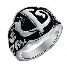 Load image into Gallery viewer, Silver Kayi Obasi Flag Ottoman Empire Stainless Steel Mens Ring Ottomans Seal Kayi Ertugrul Men Ring Jewelry Anillo Hombr