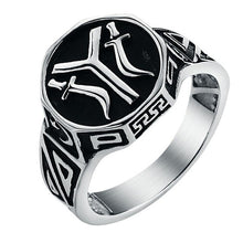 Load image into Gallery viewer, Silver Kayi Obasi Flag Ottoman Empire Stainless Steel Mens Ring Ottomans Seal Kayi Ertugrul Men Ring Jewelry Anillo Hombr