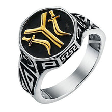 Load image into Gallery viewer, Silver Kayi Obasi Flag Ottoman Empire Stainless Steel Mens Ring Ottomans Seal Kayi Ertugrul Men Ring Jewelry Anillo Hombr