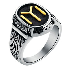 Load image into Gallery viewer, Silver Kayi Obasi Flag Ottoman Empire Stainless Steel Mens Ring Ottomans Seal Kayi Ertugrul Men Ring Jewelry Anillo Hombr