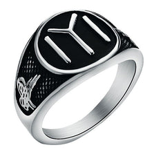 Load image into Gallery viewer, Silver Kayi Obasi Flag Ottoman Empire Stainless Steel Mens Ring Ottomans Seal Kayi Ertugrul Men Ring Jewelry Anillo Hombr