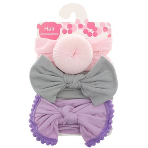3pcs/Set New Solid Nylon baby headband Bow Headbands For Cute Kids Girls Hair Girls Turban Hairband Children Soft Cotton