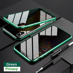 Tongdaytech Magnetic Tempered Glass Privacy Metal Phone Case Coque 360 Magnet Cover For Iphone SE2 XR XS  11 Pro MAX 8 7 6 Plus