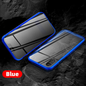 Tongdaytech Magnetic Tempered Glass Privacy Metal Phone Case Coque 360 Magnet Cover For Iphone SE2 XR XS  11 Pro MAX 8 7 6 Plus