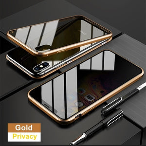 Tongdaytech Magnetic Tempered Glass Privacy Metal Phone Case Coque 360 Magnet Cover For Iphone SE2 XR XS  11 Pro MAX 8 7 6 Plus