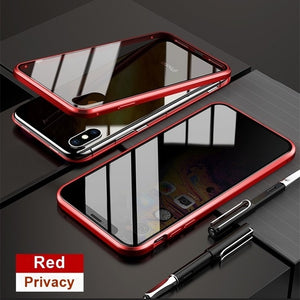 Tongdaytech Magnetic Tempered Glass Privacy Metal Phone Case Coque 360 Magnet Cover For Iphone SE2 XR XS  11 Pro MAX 8 7 6 Plus