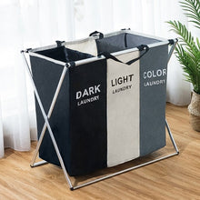 Load image into Gallery viewer, Dirty Clothes Storage Basket Oxford 3 Grid Laundry Bag Washroom Clothing Organizer Collapsible Folding Large Laundry Hamper