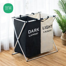 Load image into Gallery viewer, Dirty Clothes Storage Basket Oxford 3 Grid Laundry Bag Washroom Clothing Organizer Collapsible Folding Large Laundry Hamper