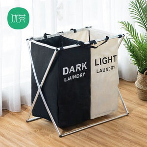 Dirty Clothes Storage Basket Oxford 3 Grid Laundry Bag Washroom Clothing Organizer Collapsible Folding Large Laundry Hamper